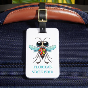 Etiqueta De Bagagem Mosquito em Camisa Tropical - pode personalizar