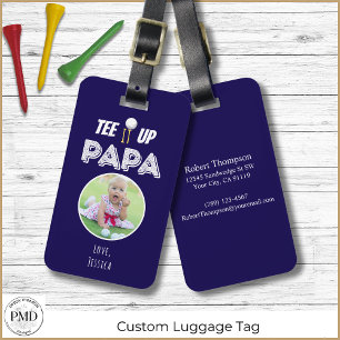Etiqueta De Bagagem Mostre-o Papa Marinho de Golfe Personalizado Azul