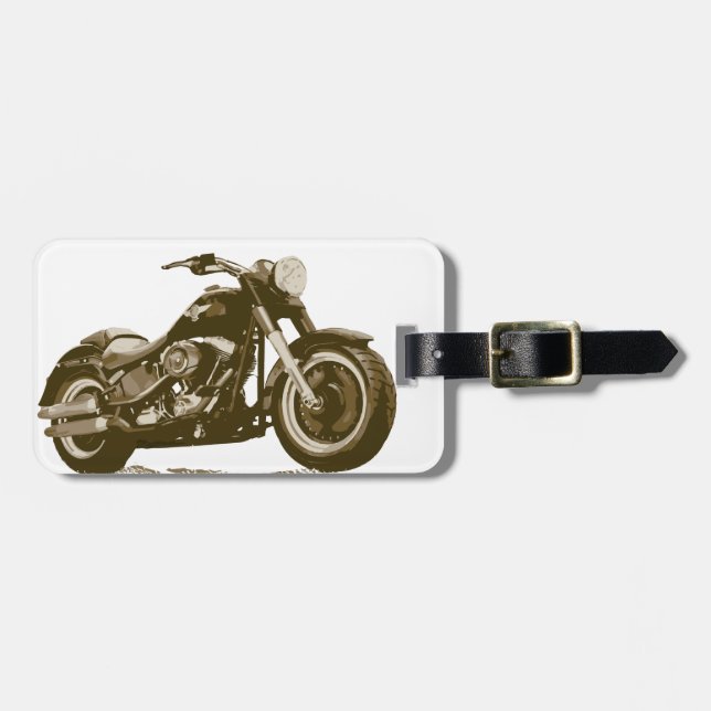 Etiqueta De Bagagem Motocicleta de Brown Harley (Frente Horizontal)
