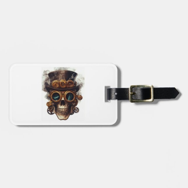 Etiqueta De Bagagem Motor de Crânio Steampunk (Frente Horizontal)