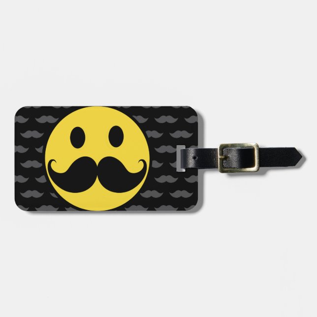 Etiqueta De Bagagem Moustache Funky retro do bigode (Frente Horizontal)