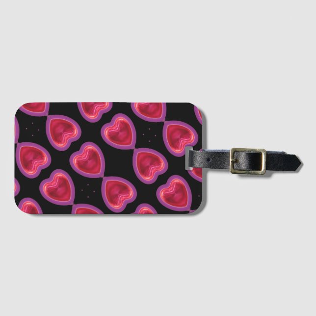 ETIQUETA DE BAGAGEM MÚG DE PADRÃO CARDÍACO (Frente Horizontal)