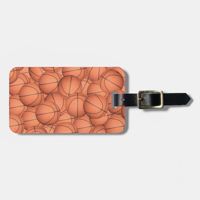 Etiqueta De Bagagem Muitas bolas de basquete (Frente Horizontal)