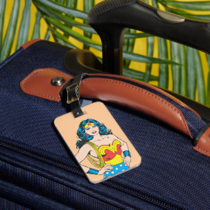 Etiqueta De Bagagem Mulher Maravilha Dose de Vintage com Laço