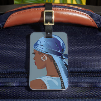 Etiqueta De Bagagem Mulher negra com arte de durag