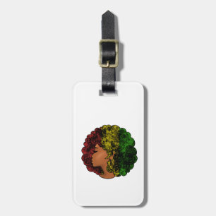 Etiqueta De Bagagem Mulher negra rasta afro vermelho amarelo verde