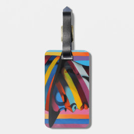 Etiqueta De Bagagem Mulher no Chapéu Colorido 3 Silhueta em greve