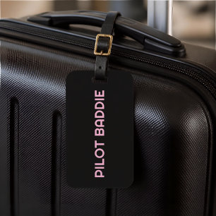 Etiqueta De Bagagem Mulher Piloto Placa de Licença Personalizada Pink 
