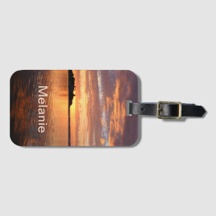 Etiqueta De Bagagem Multicolor Sunset na Água