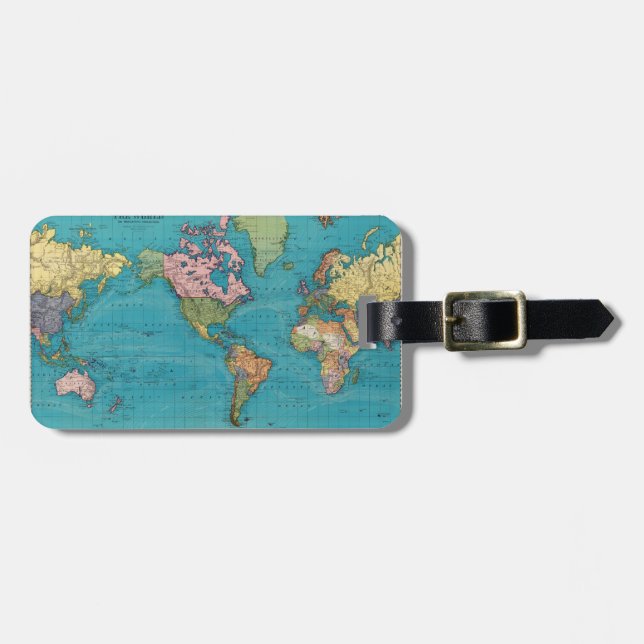 Etiqueta De Bagagem Mundo, a projeção de Mercator (Frente Horizontal)