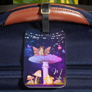Etiqueta De Bagagem Mushroom Fantasy Monograma Fada Mágica