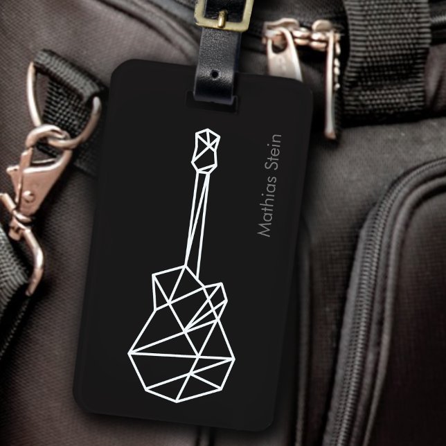 Etiqueta De Bagagem música preta de guitarra viagem (Criador carregado)