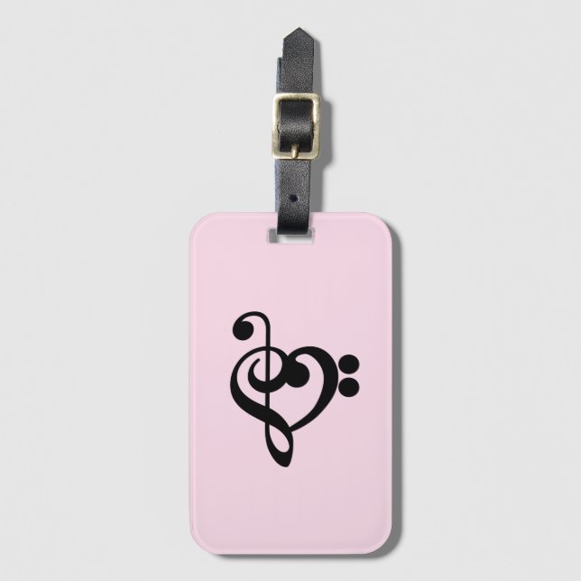 Etiqueta De Bagagem Musical Music Heart - Treble Bass Clef (Frente Vertical)