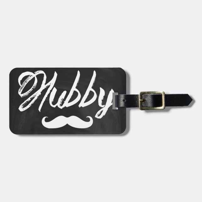 Etiqueta De Bagagem Mustache Groom Honeymoon hubby (Frente Horizontal)