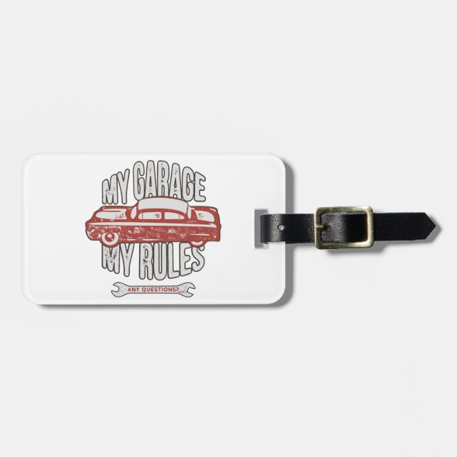 Etiqueta De Bagagem My Rules Classic Red Car Retro Mechanic (Frente Horizontal)