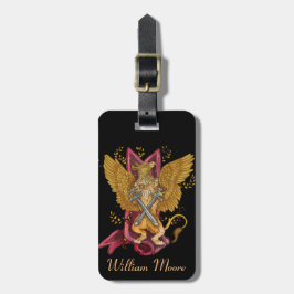 Etiqueta De Bagagem Mystic Griffin com espadas