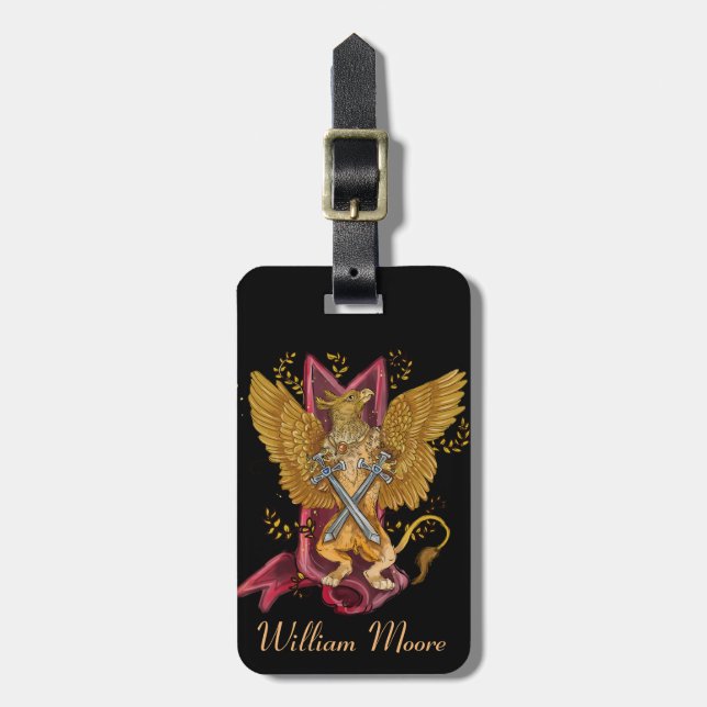 Etiqueta De Bagagem Mystic Griffin com espadas (Frente Vertical)