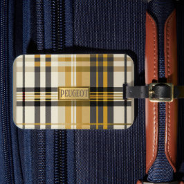 Etiqueta De Bagagem Na moda Classic Xadrez Tan Dourado e Taupe