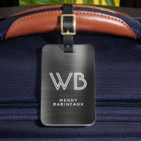 Na moda-Elegante Black Metal Dois Monogramas Inici