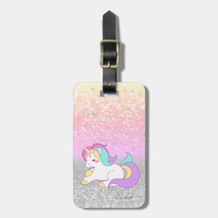 Etiqueta De Bagagem Na moda Glitter Bokeh, Rainbow Unicorn,Estrelas