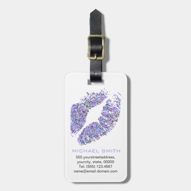 Etiqueta De Bagagem Na moda Glitter Lábios nº 6 (Frente Vertical)