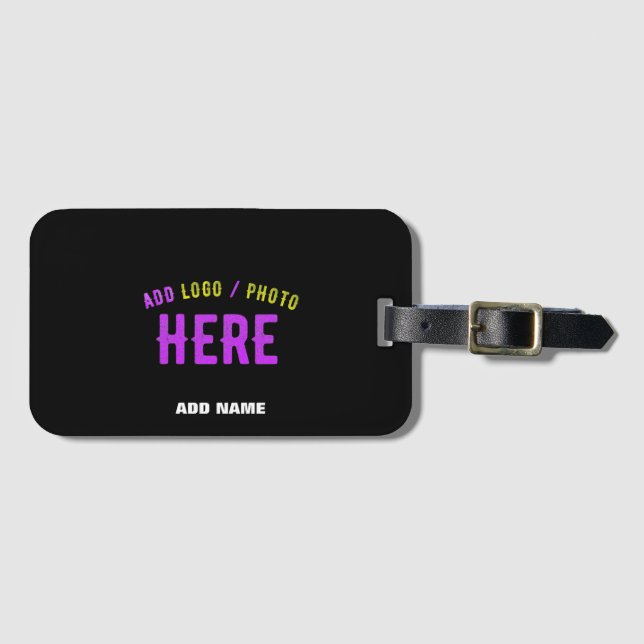 ETIQUETA DE BAGAGEM NA MODA MODERNO PERSONALIZÁVEL NEGRO VERIFICADO CO (Frente Horizontal)