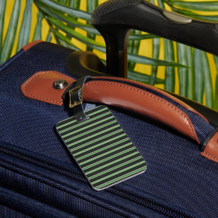 Etiqueta De Bagagem Na moda Vintage Olive Sage Green Black 3D Striped
