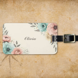 Etiqueta De Bagagem Na moda Watercolor Flowers Sketchy