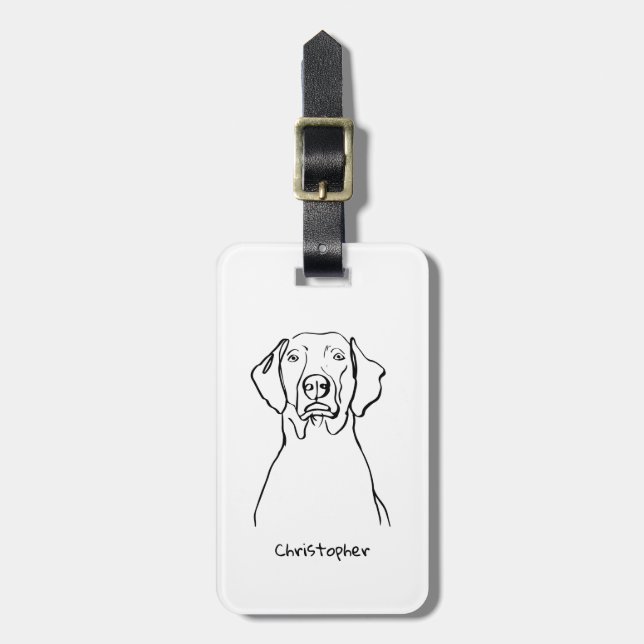 Etiqueta De Bagagem Na moda Weimaraner: Seu Texto, Seu Estilo (Frente Vertical)