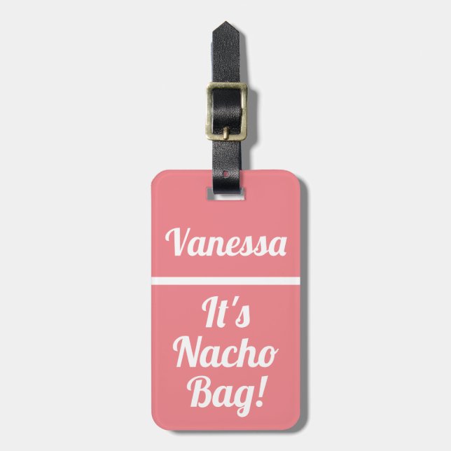 Etiqueta De Bagagem Nacho Bag Funny Pink (Frente Vertical)