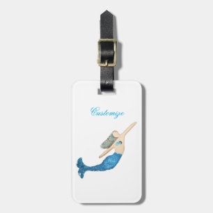 Etiqueta De Bagagem Nadadora de Sereia Blue-tail