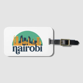 Etiqueta De Bagagem Nairobi Kenya City Skyline Retro Cityscape Art