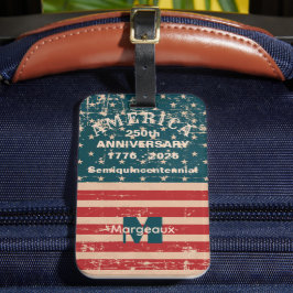 Etiqueta De Bagagem Name-Initial, Vintage Stars & Stripes Flag Motif