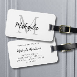 Etiqueta De Bagagem Name Monogram Elegant Script