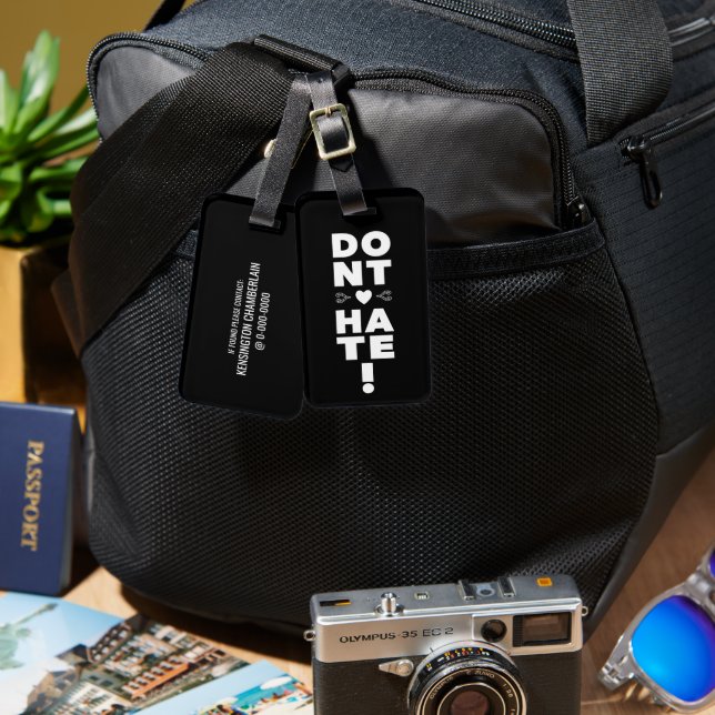 Etiqueta De Bagagem Não Odeio em PRETO (Frente e verso)