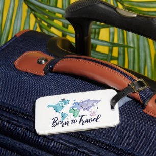 Etiqueta De Bagagem Nascido para Viajar Aquarela