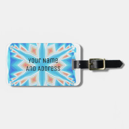 Etiqueta De Bagagem Natal com flocos de neve de cristal azul