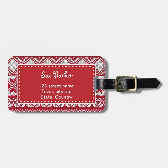 Etiqueta De Bagagem Natal Knit (Frente Horizontal)