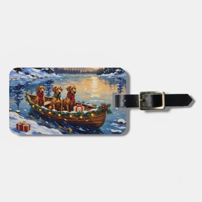 Etiqueta De Bagagem Natal no barco com Rhodesian Ridgeback (Frente Horizontal)