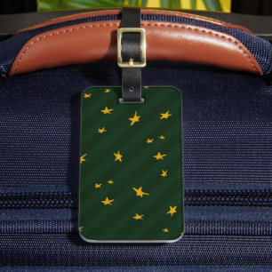 Etiqueta De Bagagem Natal Verde Amarelo Listra Estrela