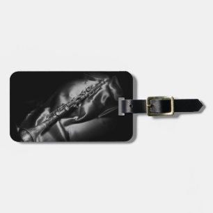 Etiqueta De Bagagem Natureza-morta de clarinete antigo, P&B