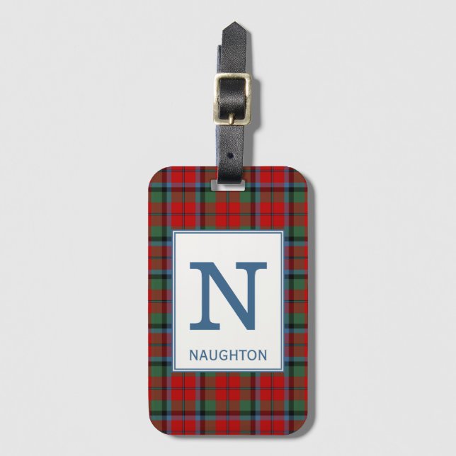 Etiqueta De Bagagem Naughton Tartan Red Xadrez Patterno (Frente Vertical)