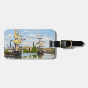 Etiqueta De Bagagem Navios que navegam no Seine em Rouen Claude Monet