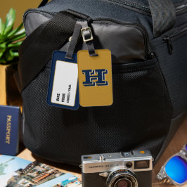 Etiqueta De Bagagem Navy and Gold School Pride Color Style Monogram