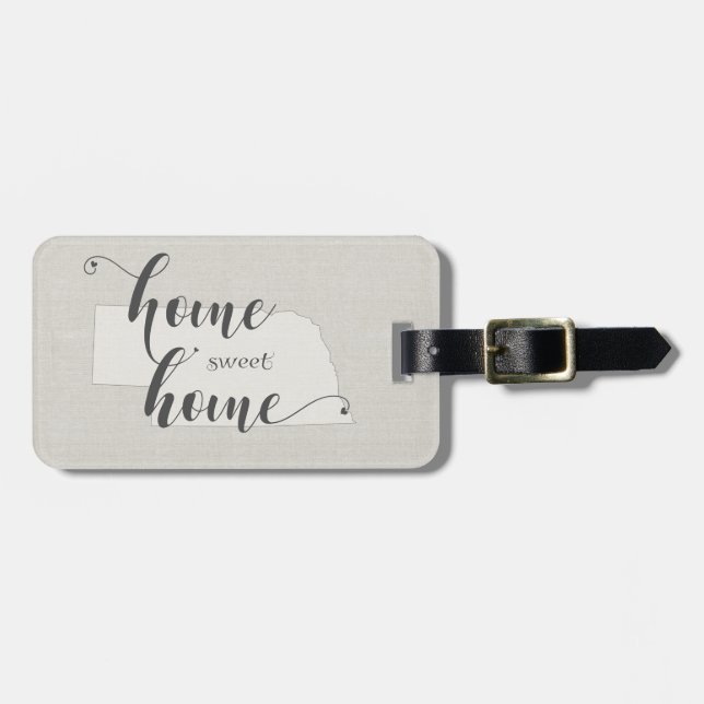 Etiqueta De Bagagem Nebraska - Home Sweet Home Burlap-look (Frente Horizontal)