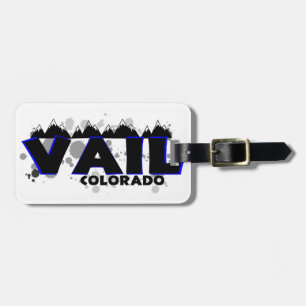 Etiqueta De Bagagem Neon blue grunge Vail Colorado