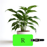 Etiqueta De Bagagem Neon Green Monogram Custom Name Initial Gift Favor<br><div class="desc">Monogrammed initial and also personal details like name,  address,  phone number and email all of which you can edit. Designed with attractive solid neon green color background,  you can change the color if you wish. Cool travel gift idea for him or her.</div>