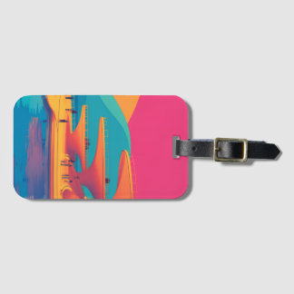 Etiqueta De Bagagem neon lagoon sunset neon futurist park floating pla