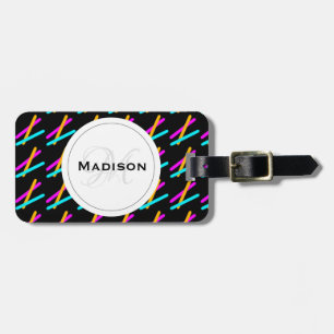 Etiqueta de Bagagem Neon Laser Rosa Laranja Azul T