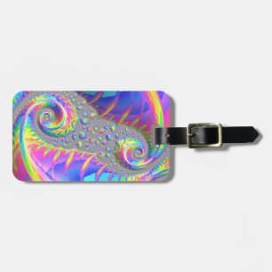Etiqueta De Bagagem Neon Rainbow Fractal